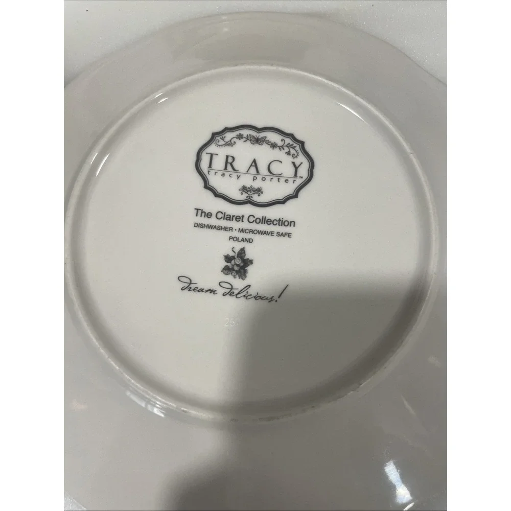 Set of 2 Tracy Porter‎ CLARET COLLECTION Salad Plates Dragonflies Grapes